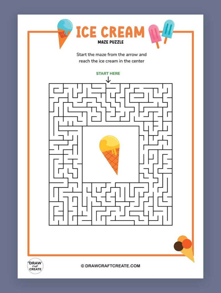 printable ice cream maze