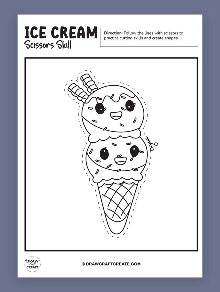 printable ice cream scissor skills