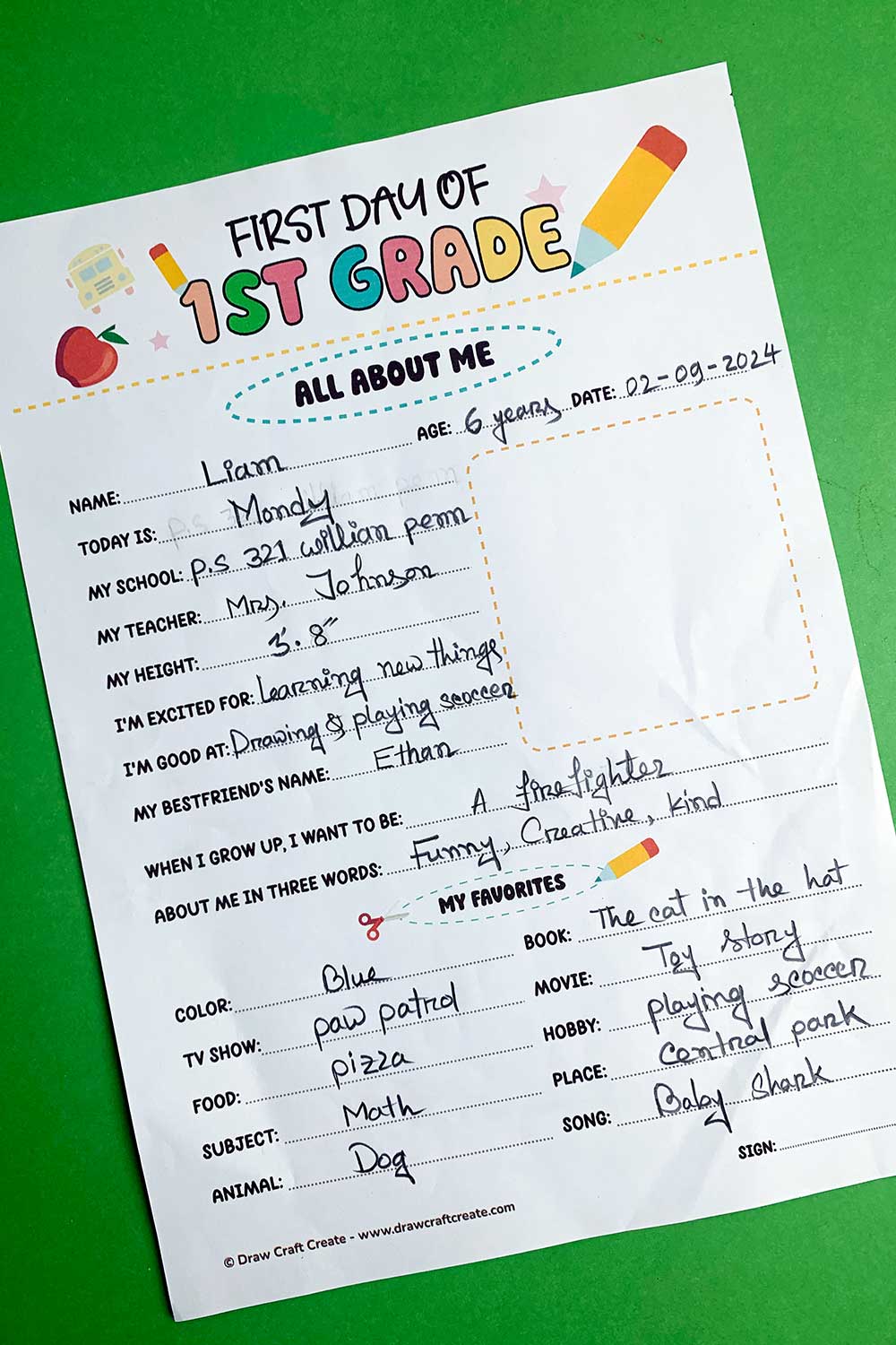 Free Printable Back To School All About Me