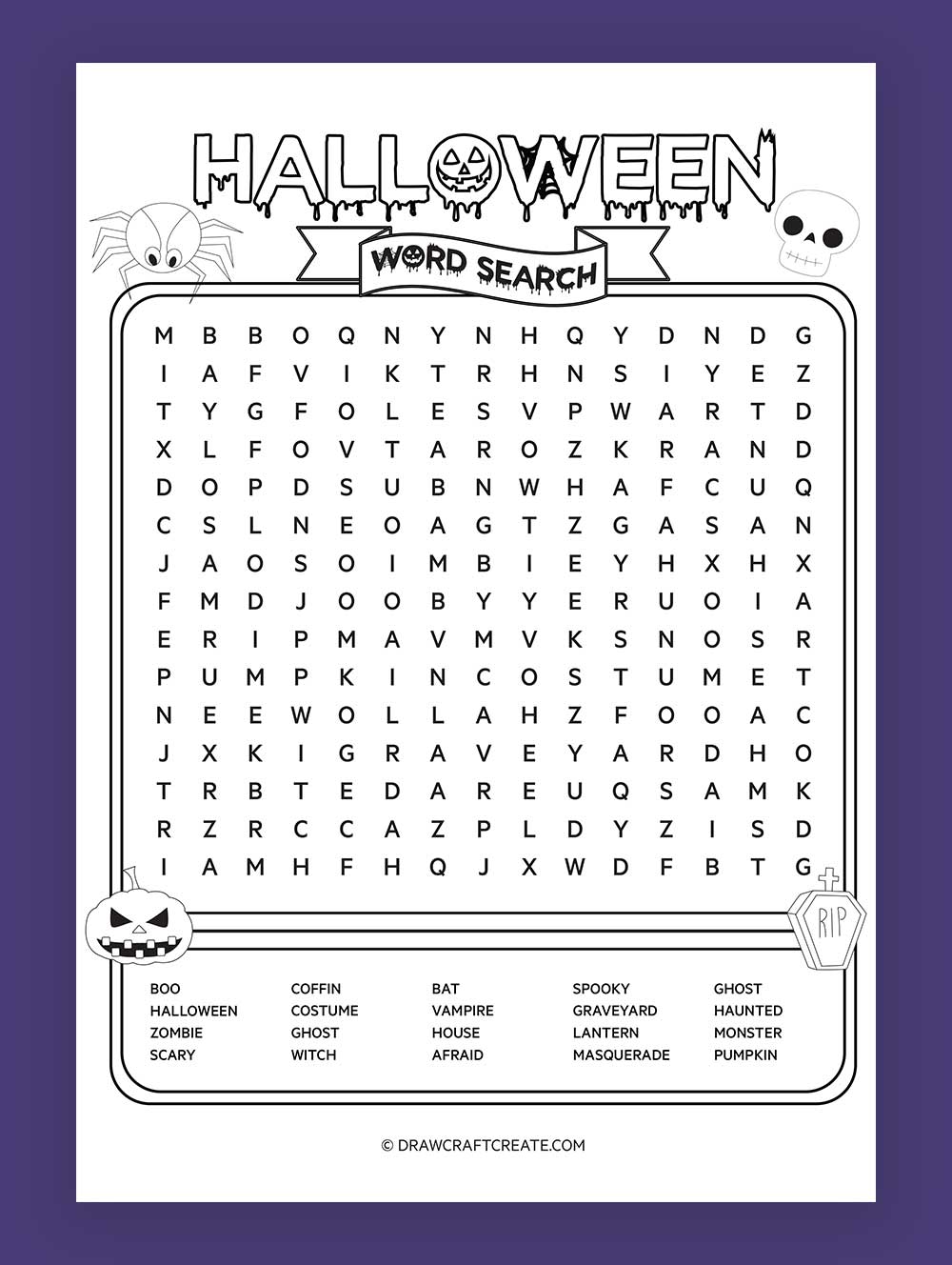 Halloween Word Search Printable