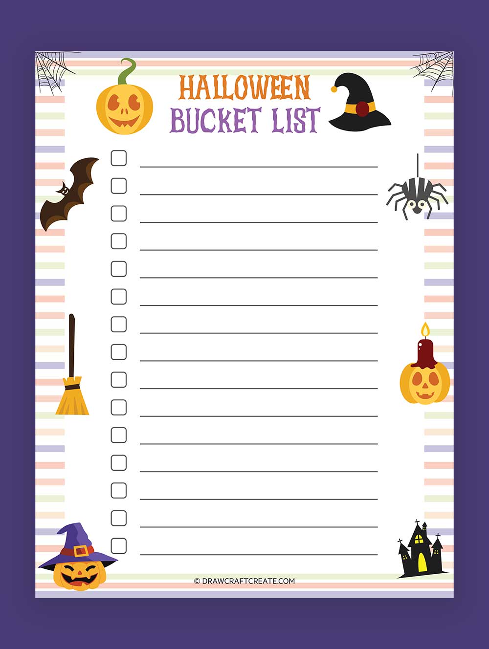 Printable Blank Halloween Bucket List