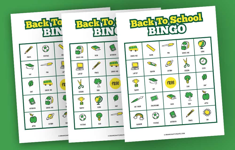 back to school bingo cards