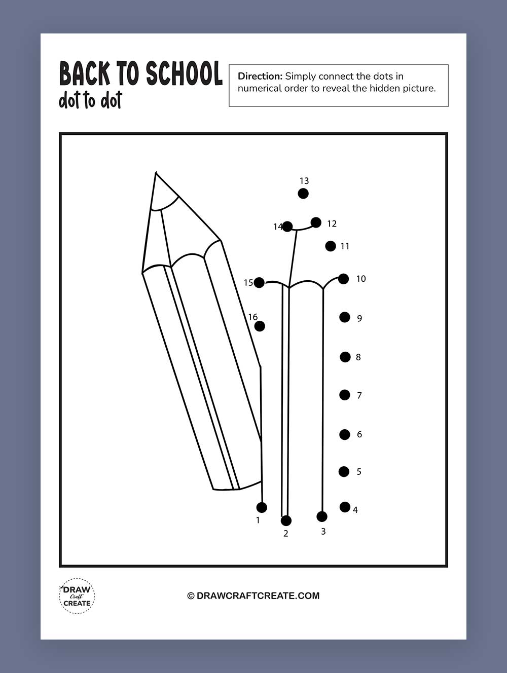 back to school dot to dot pencil