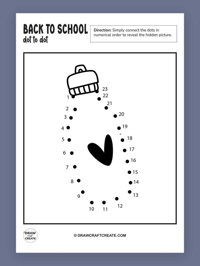 Free Back To School Dot To Dot Printable - Draw Craft Create