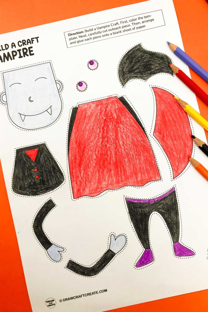 Free Printable Build A Vampire Craft - Draw Craft Create