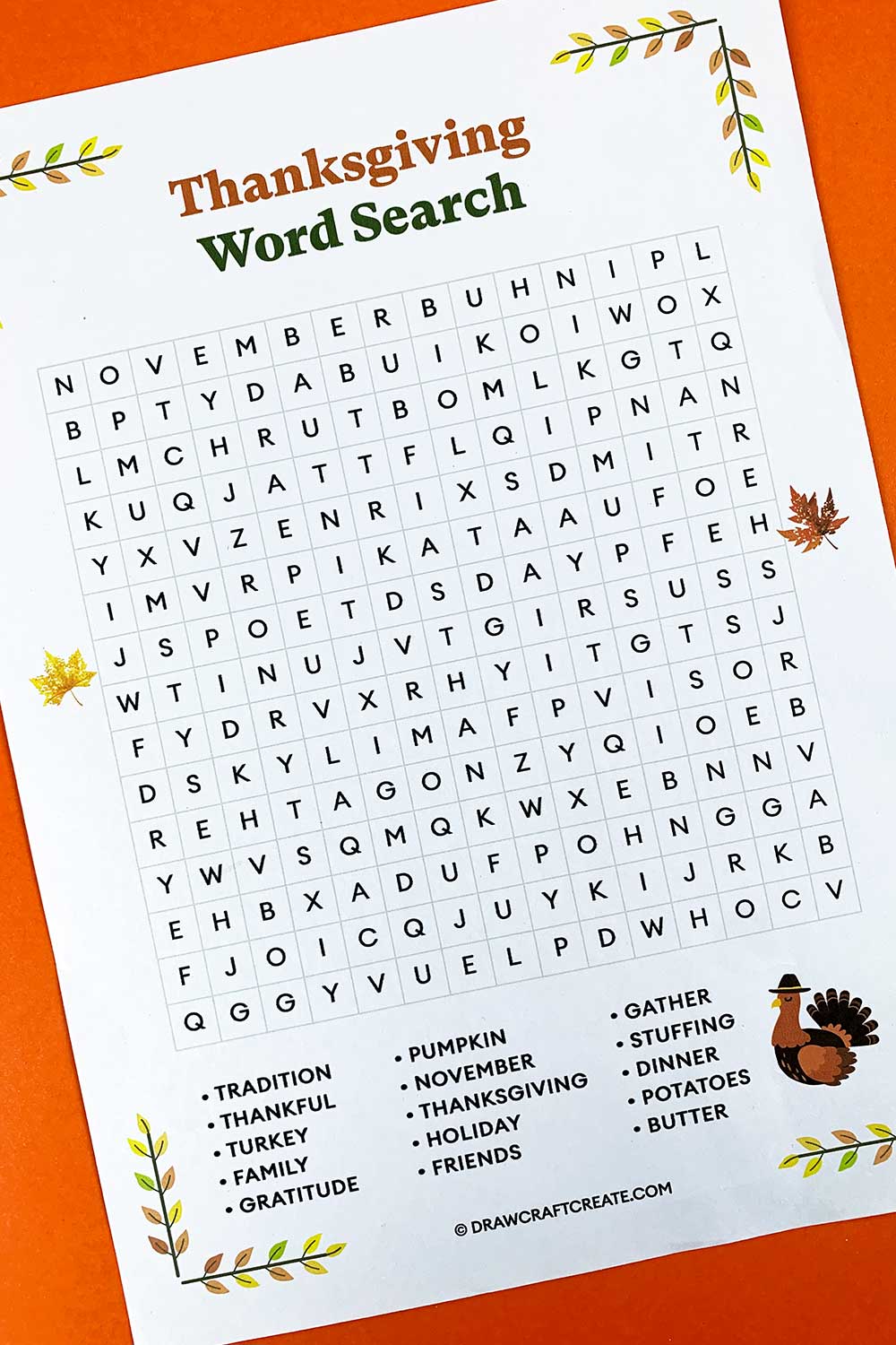 Free Printable Thanksgiving Word Search