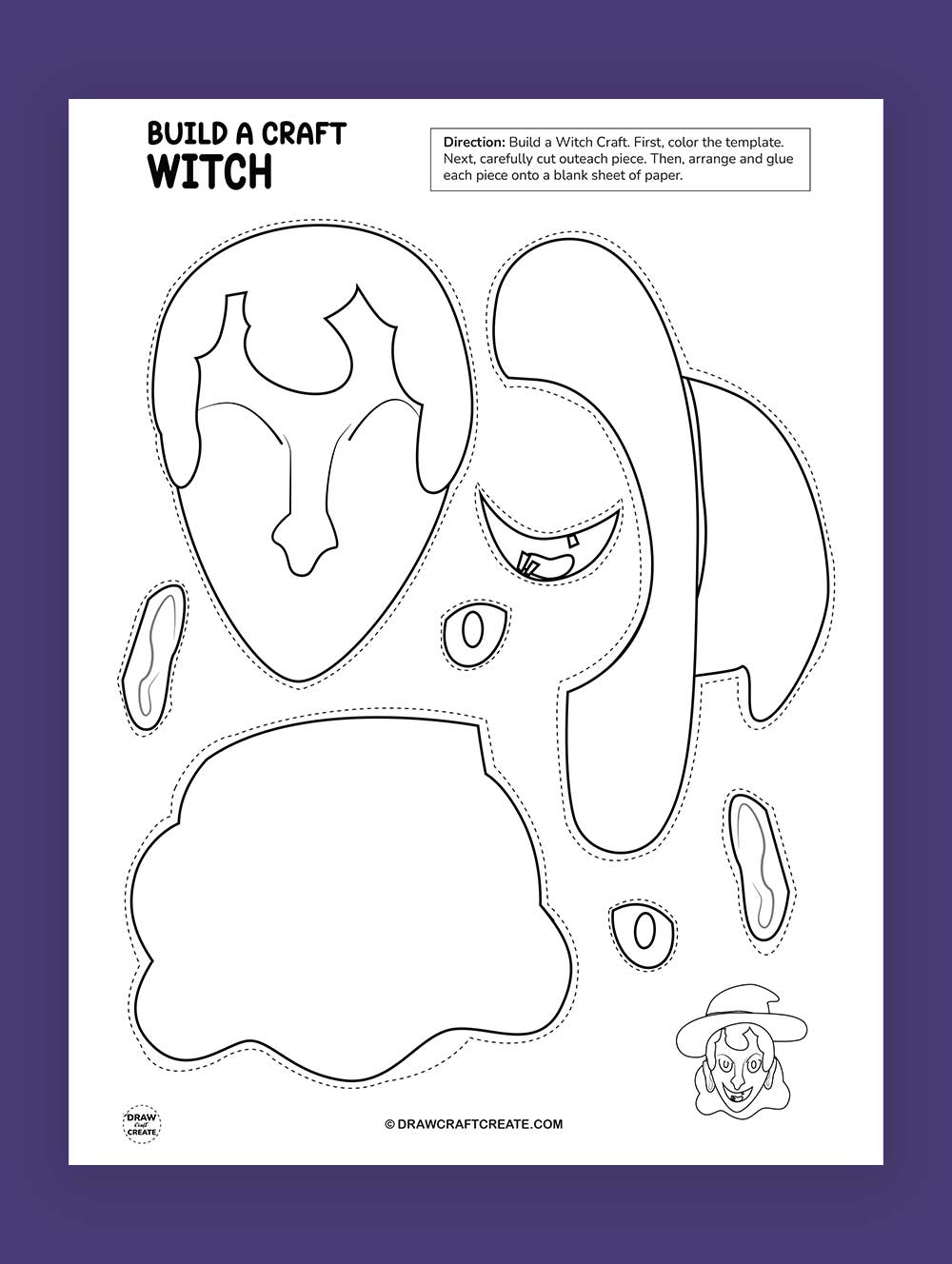 Printable Build A Halloween Witch Crafts