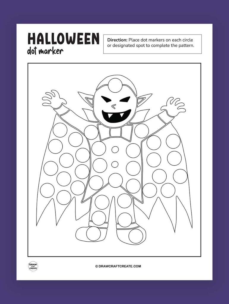 Printable Halloween Dot Marker Vampire