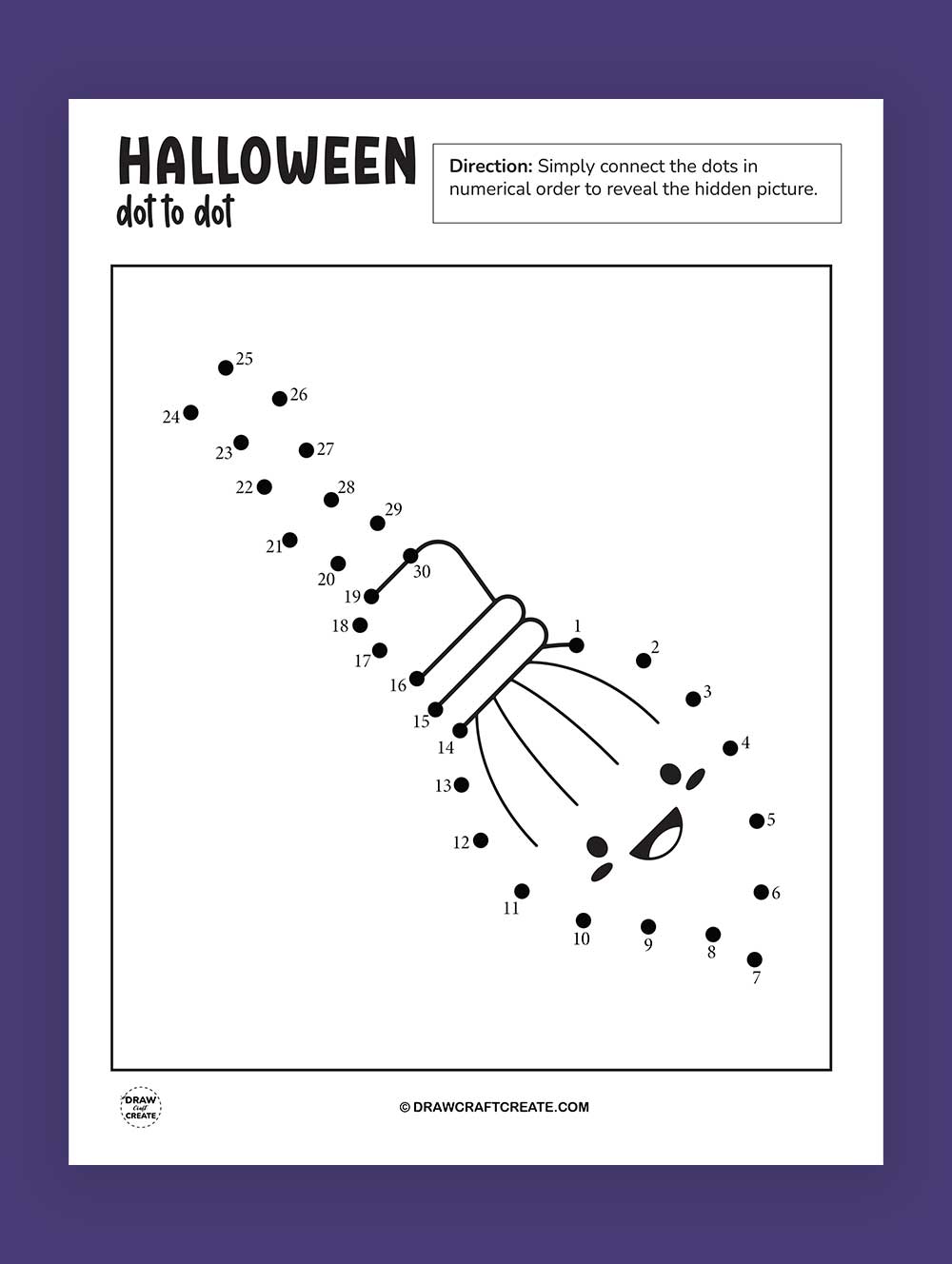 Printable Halloween Dot To Dot Broom