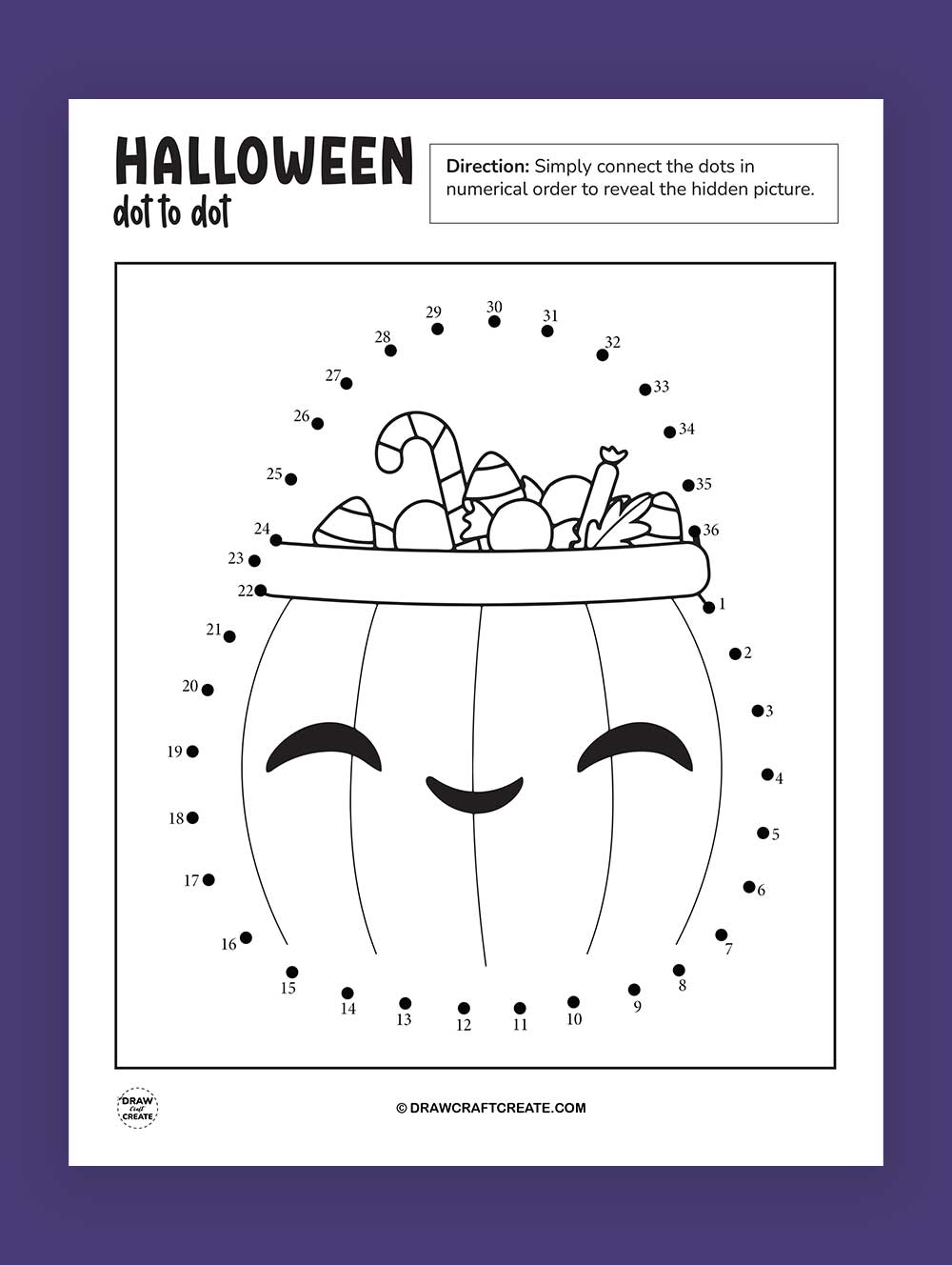 Printable Halloween Dot To Dot Cauldron