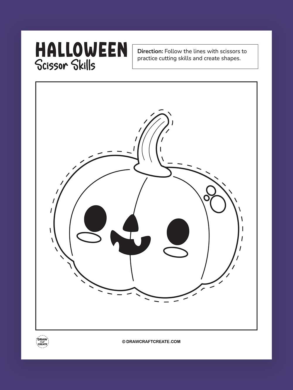 Printable Halloween Scissor Skills Pumpkin