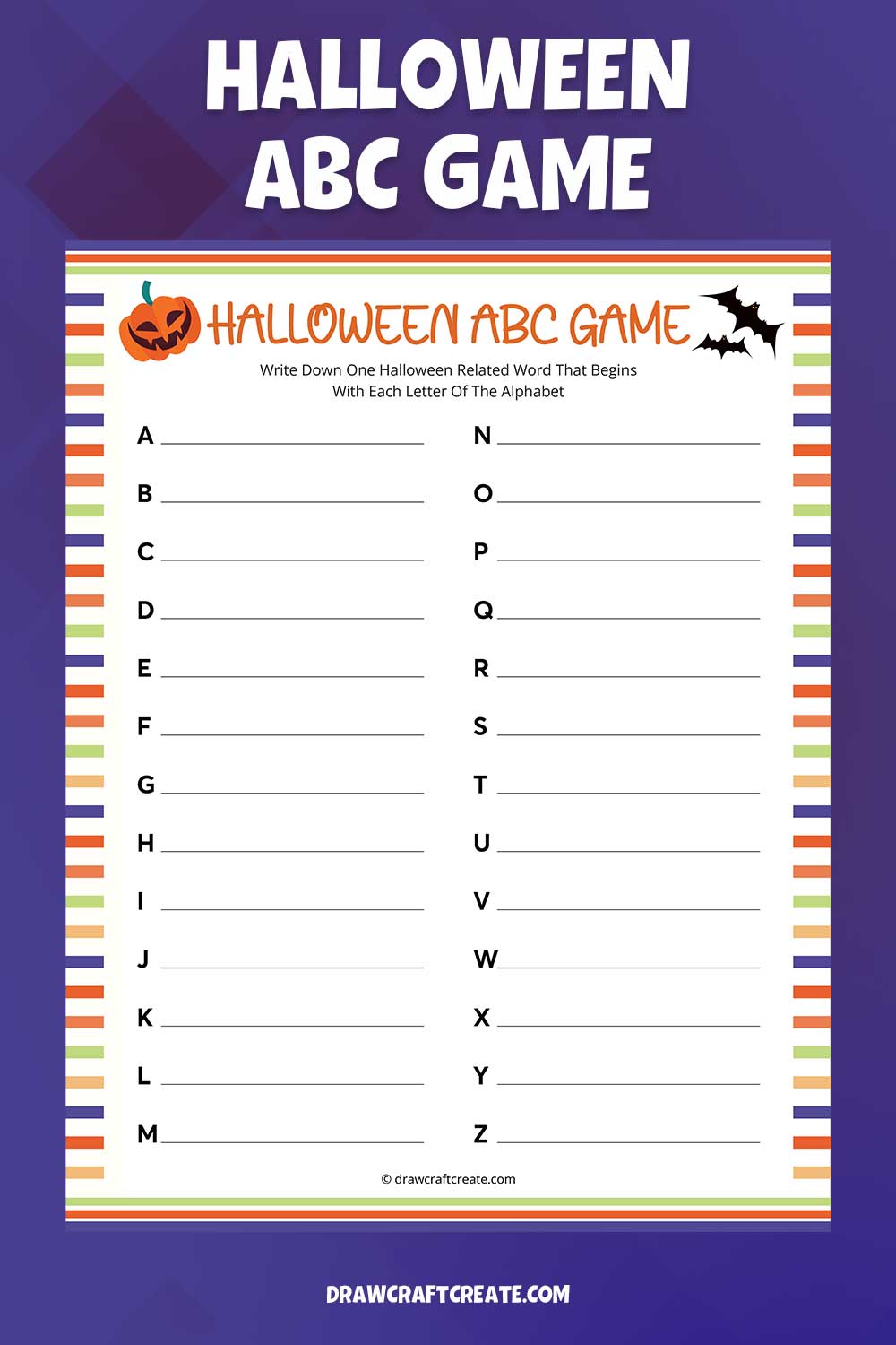 free printable halloween abc game