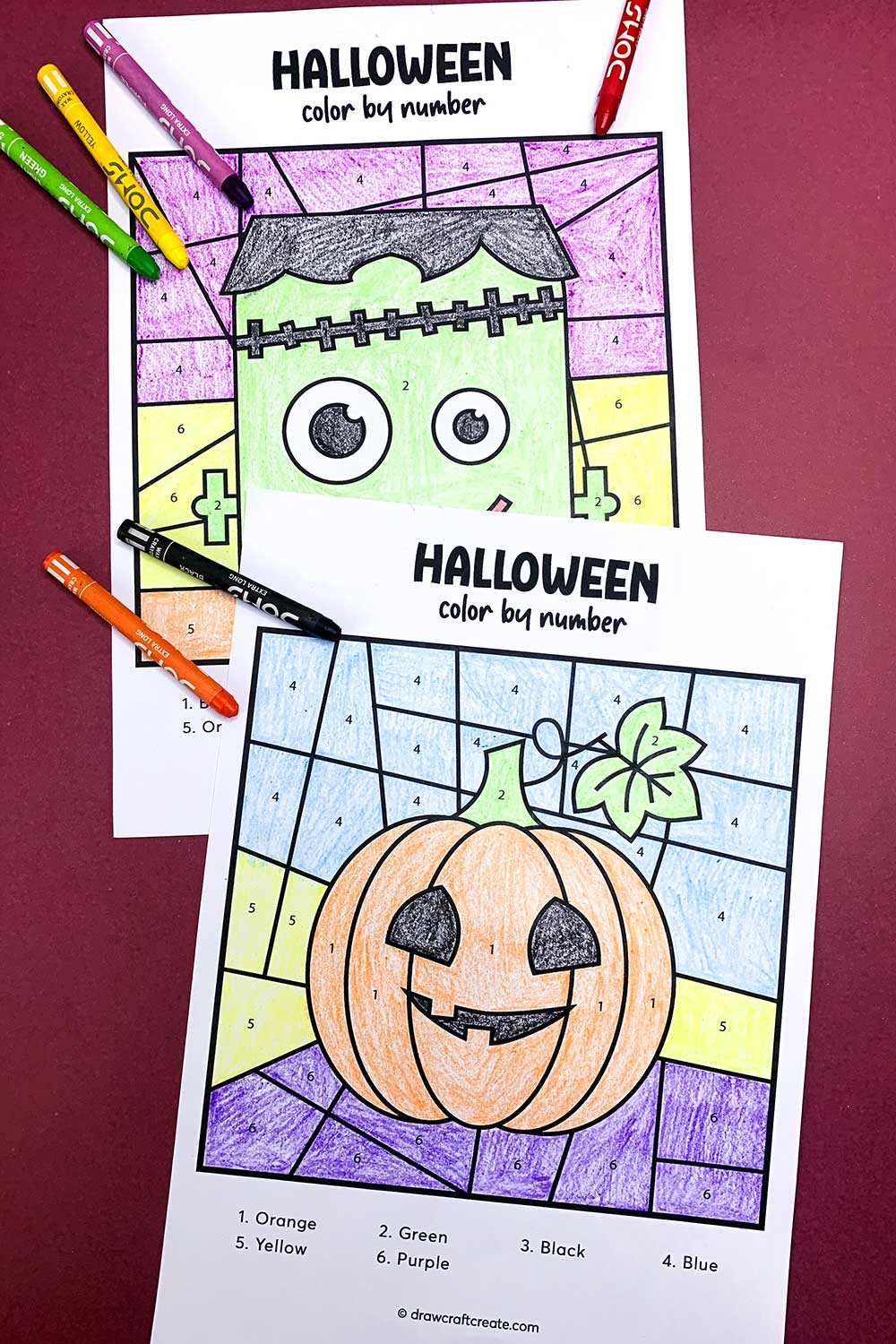 free printable halloween color by number