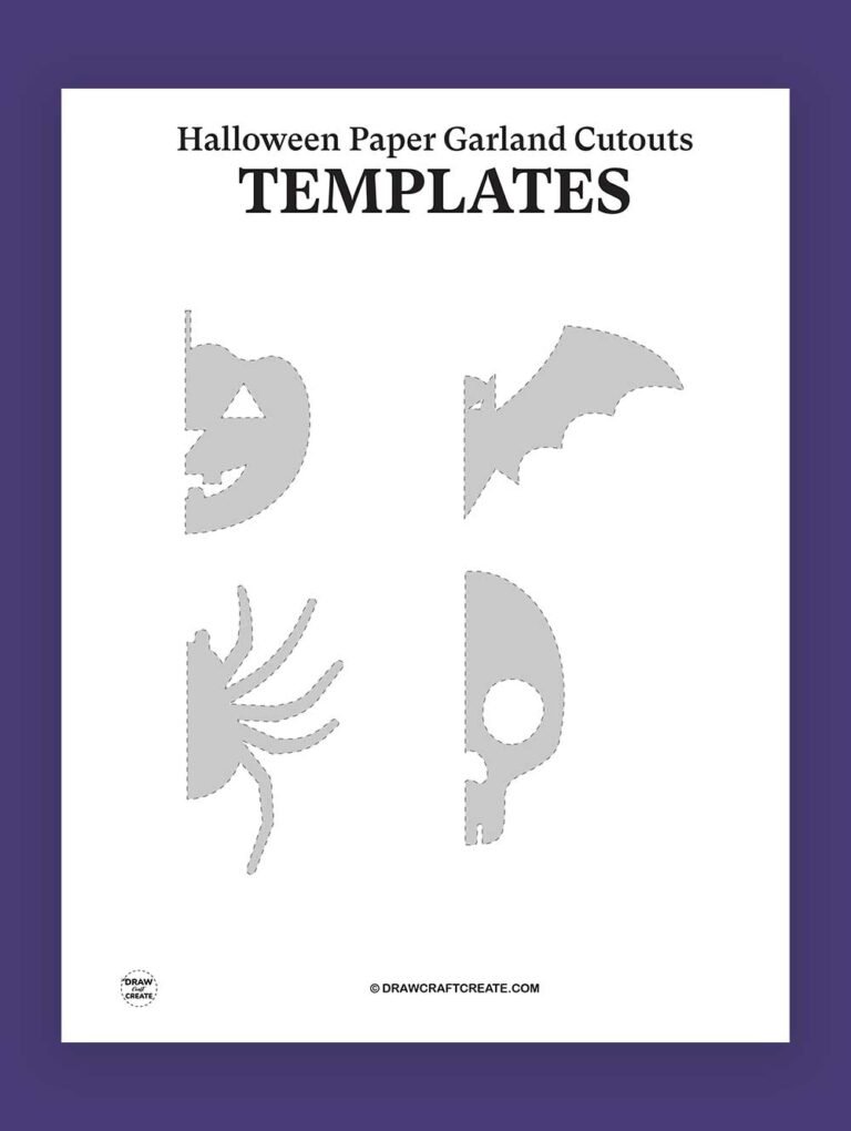 Halloween Garland Cutouts Printable – Pumpkins, Bats, Spiders, and ...