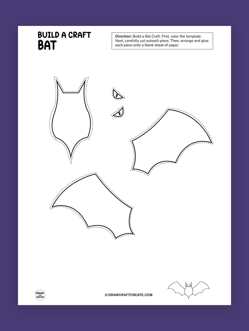 printable build a bat craft