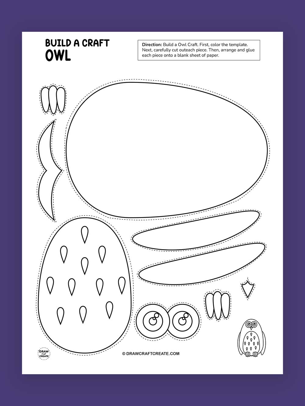 printable build a owl craft