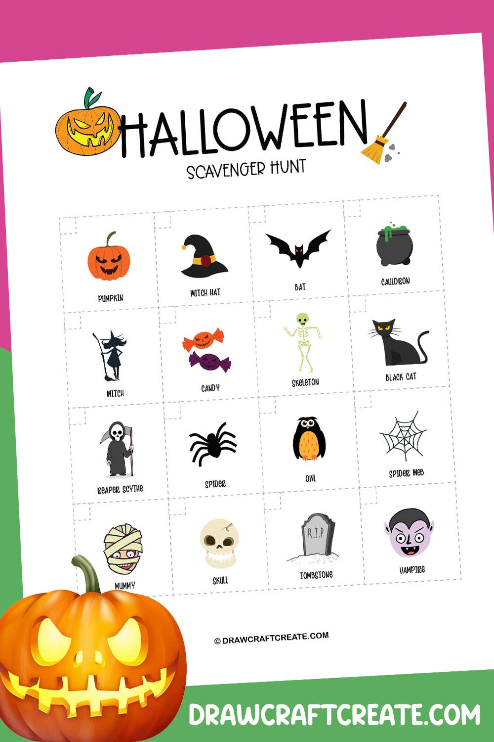 printable halloween scavenger hunt game