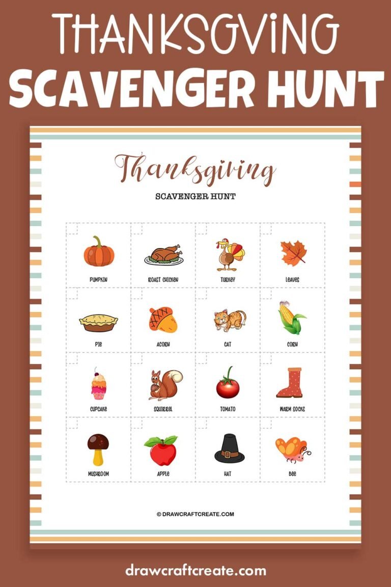 Free Printable Thanksgiving Scavenger Hunt Draw Craft Create