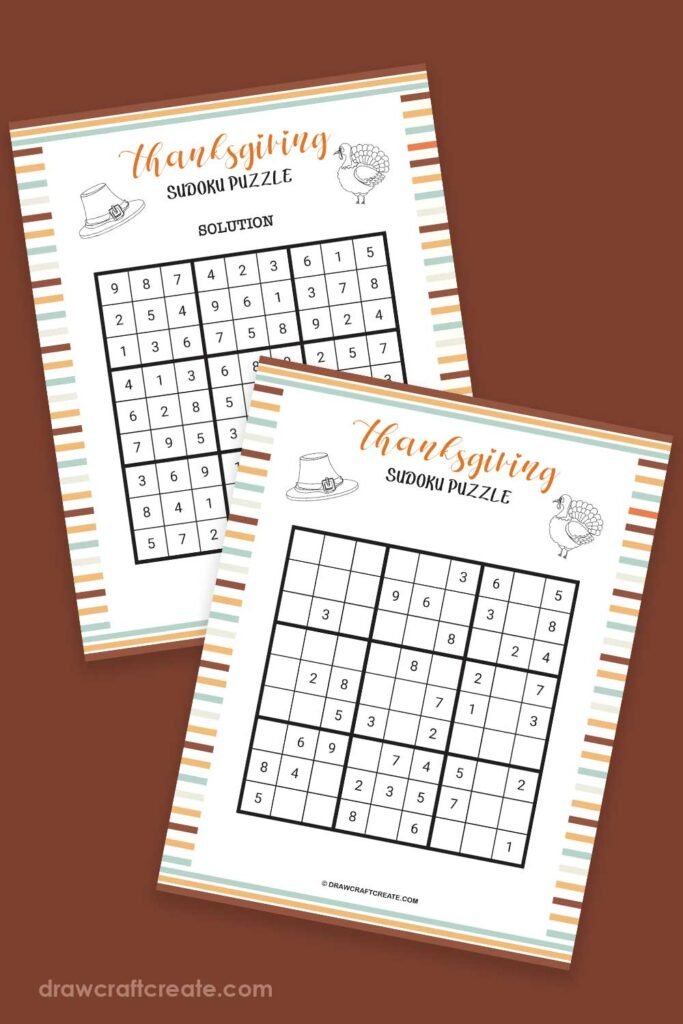 Free Printable Thanksgiving Sudoku - Draw Craft Create
