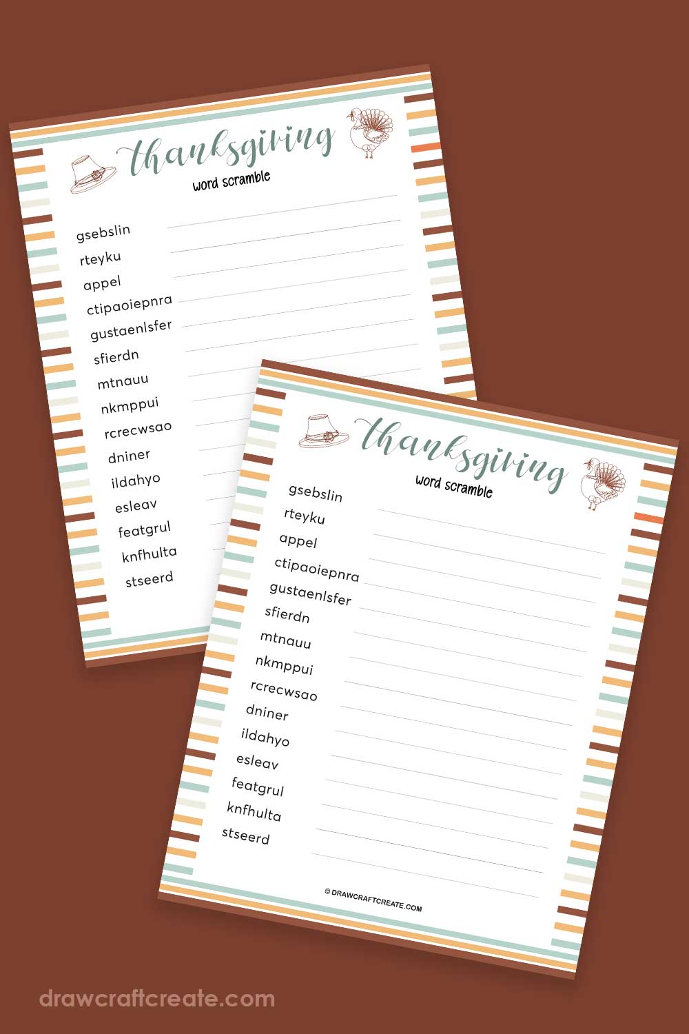 Free Printable Thanksgiving Word Scramble