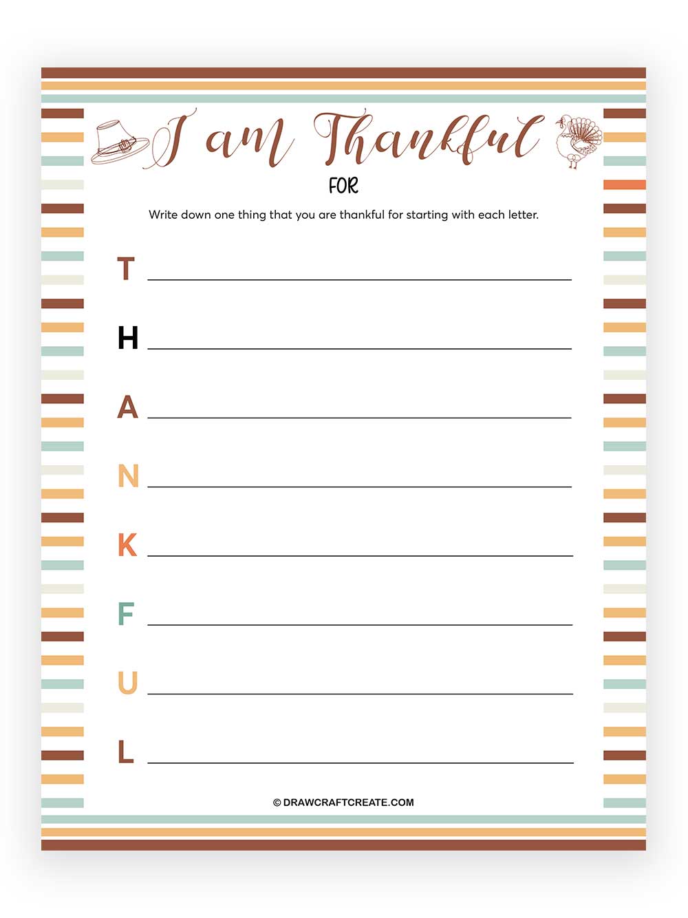 Printable I Am Thankful For