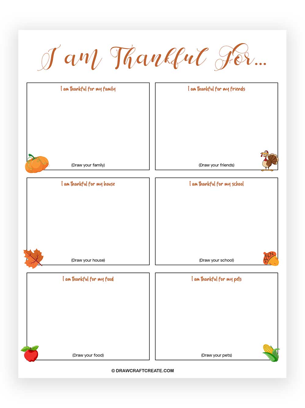 Printable I Am Thankful For