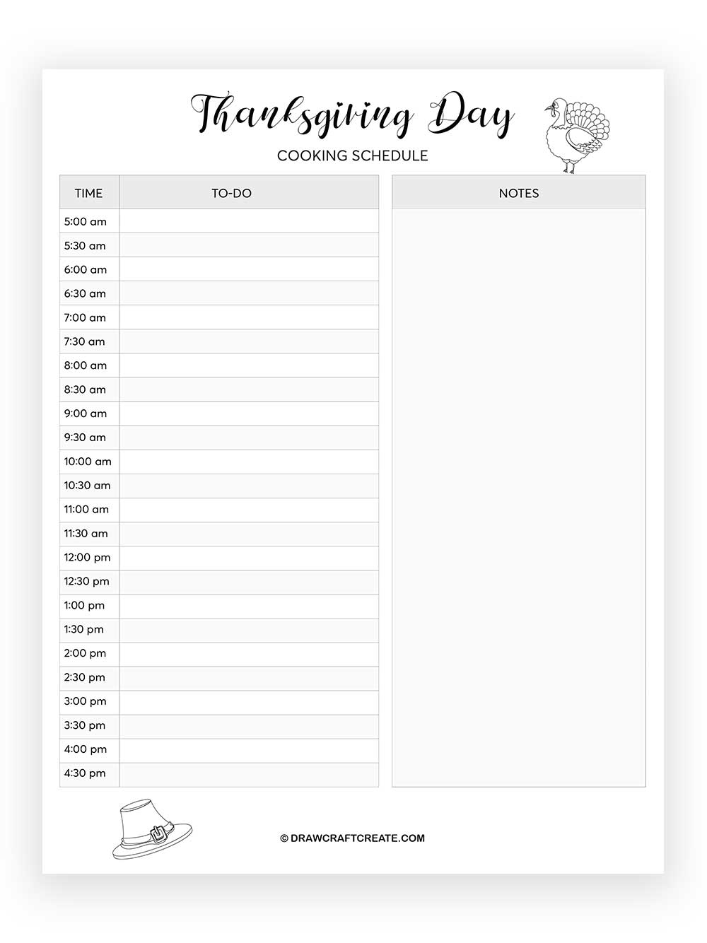 Printable Thanksgiving Cooking Schedules