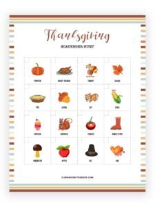 Free Printable Thanksgiving Scavenger Hunt - Draw Craft Create