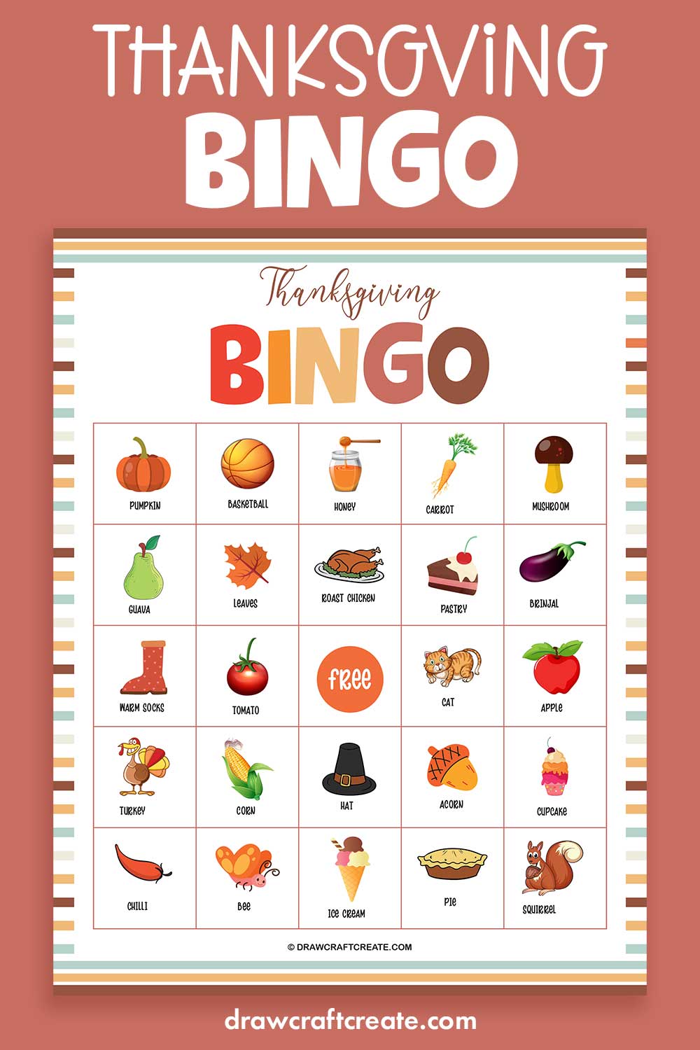 free printable thanksgiving bingo