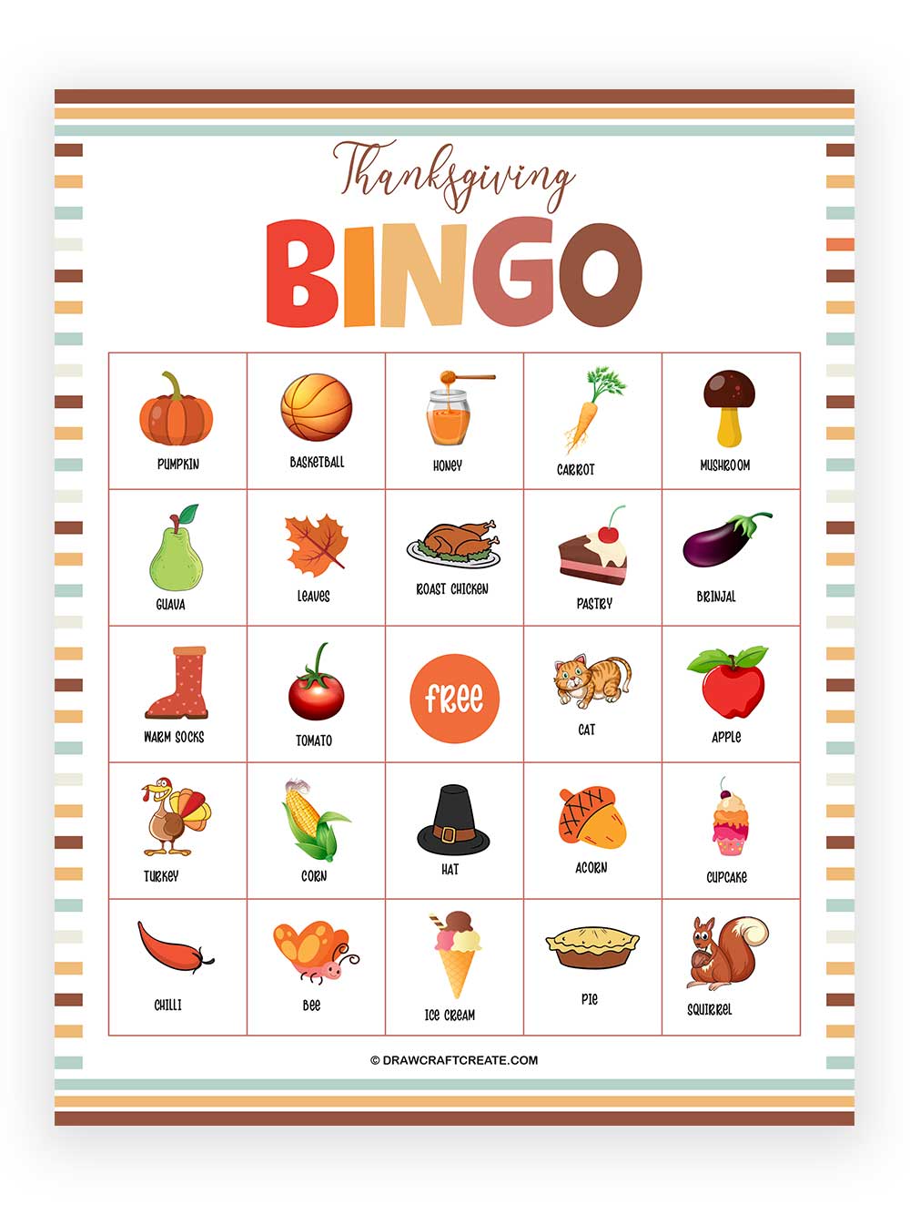 printable thanksgiving bingo games