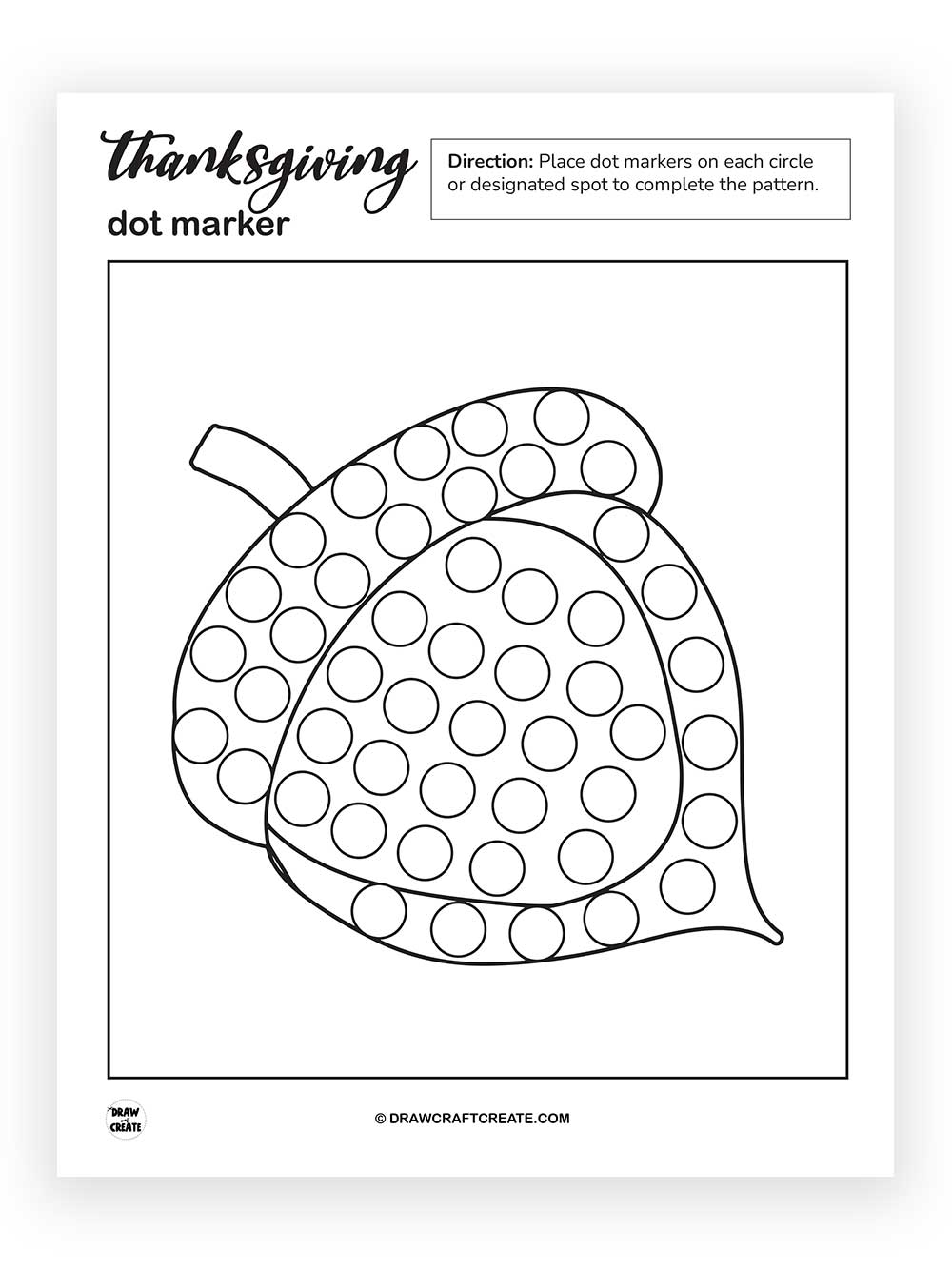 printable thanksgiving dot marker acorn