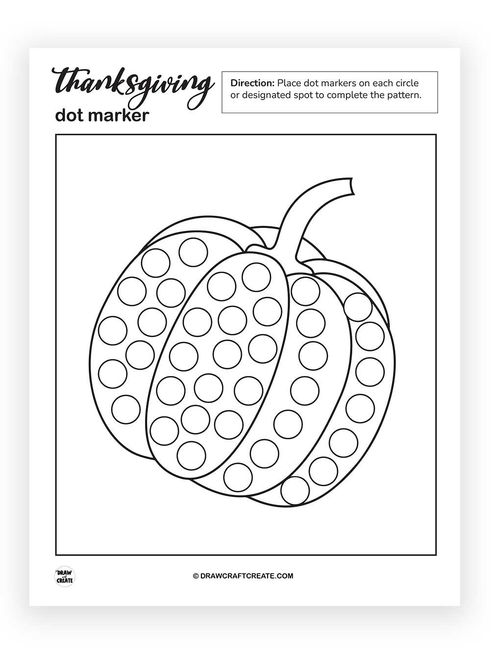 printable thanksgiving dot marker pumpkin