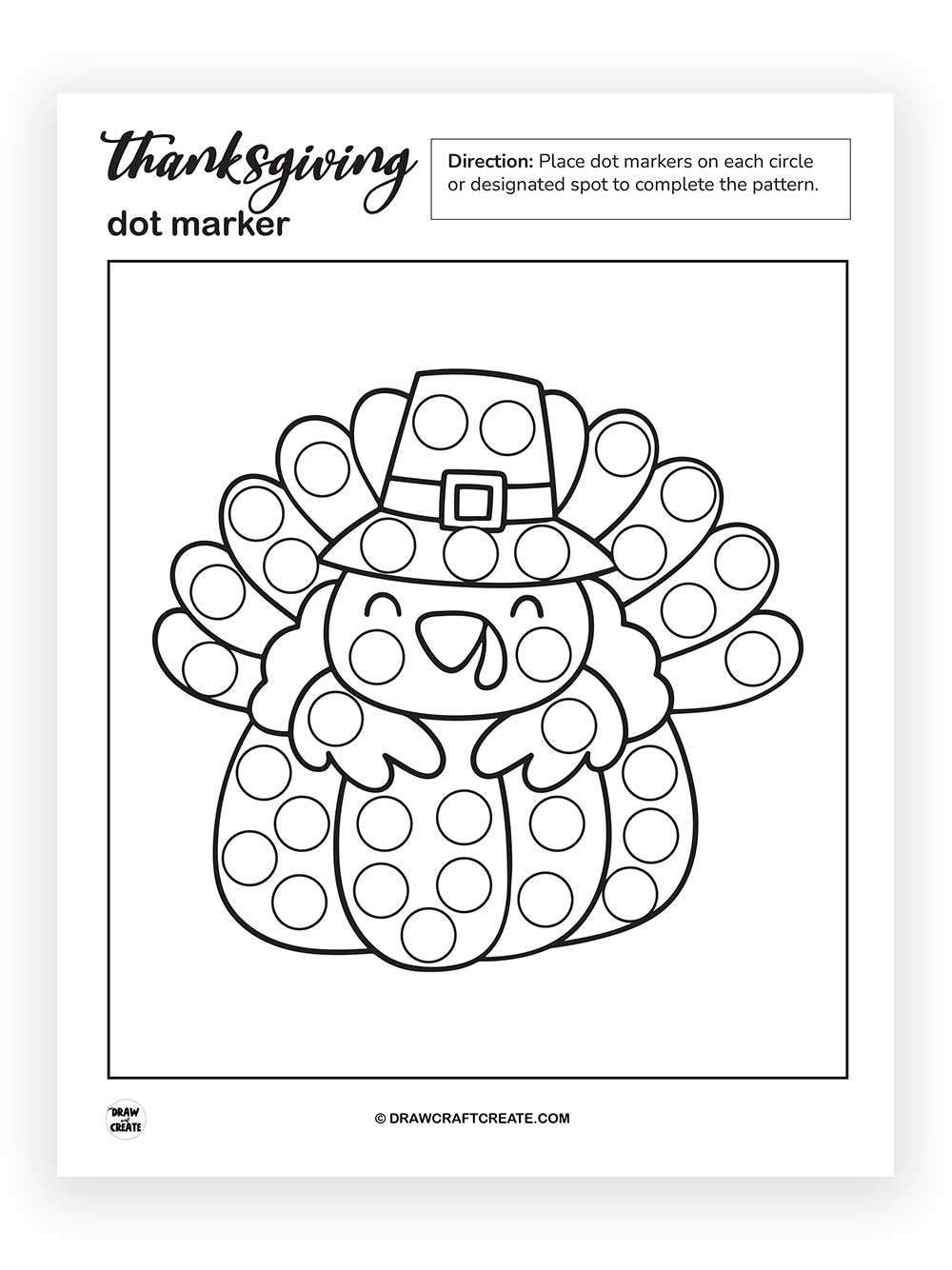 printable thanksgiving dot marker turkey