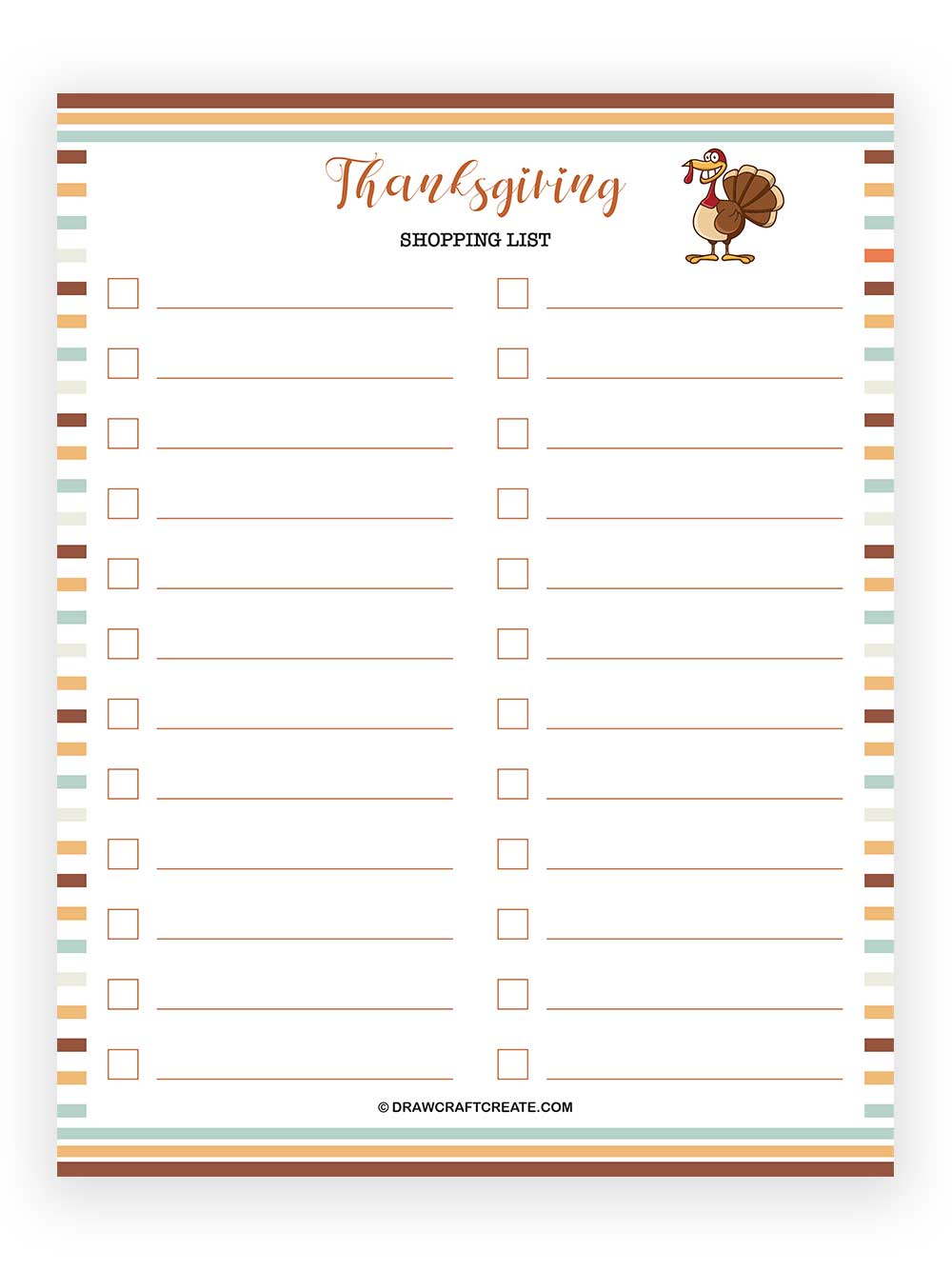 printable thanksgiving shopping list