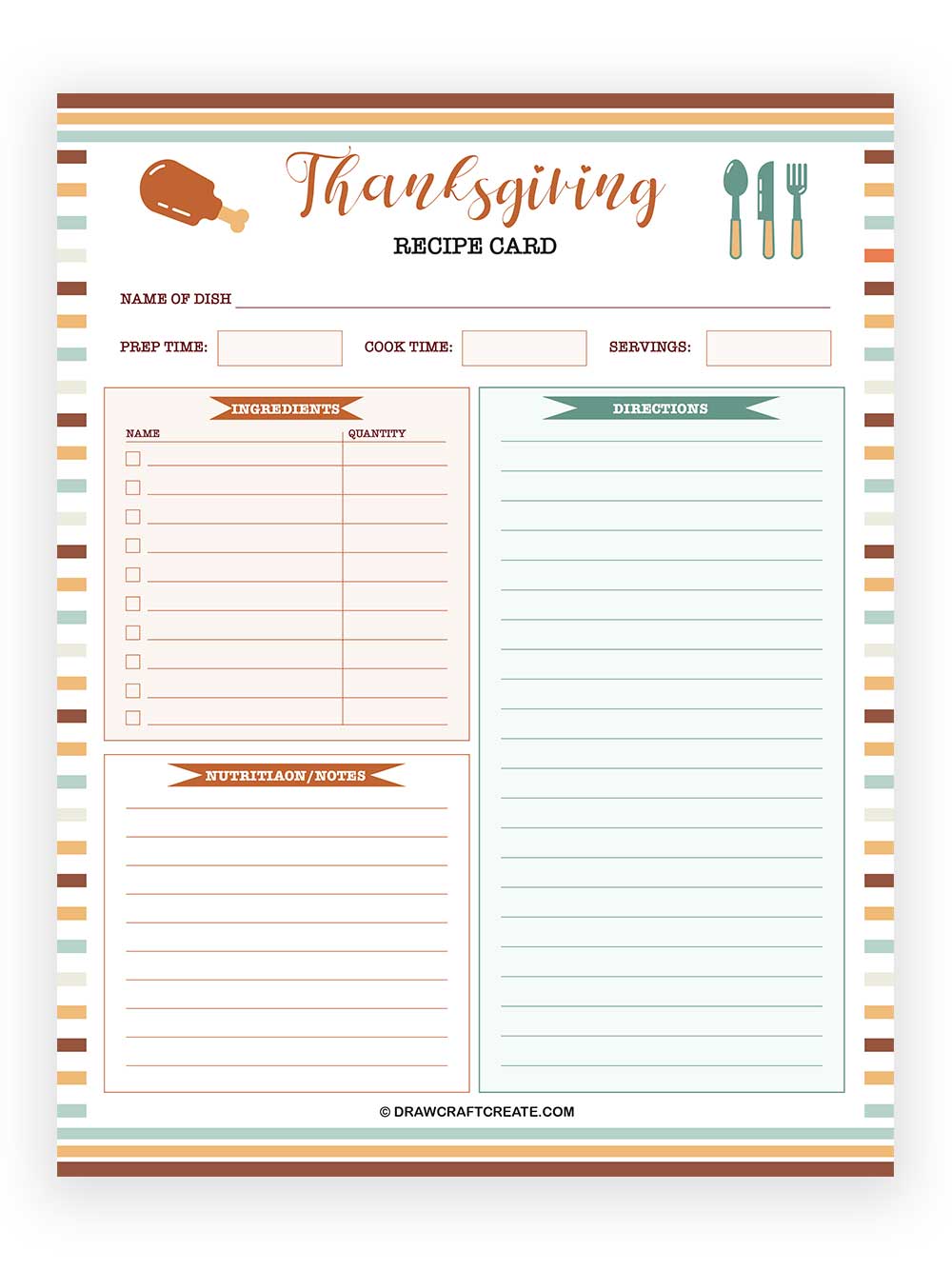 thanksgiving recipe card