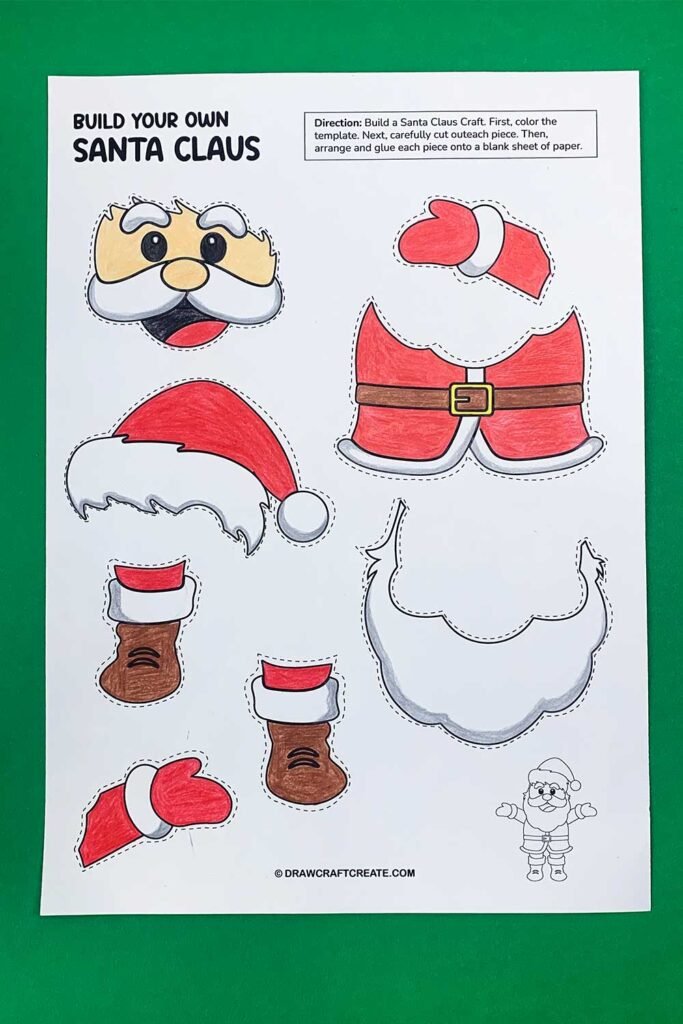 Free Printable Build a Santa Craft - Draw Craft Create
