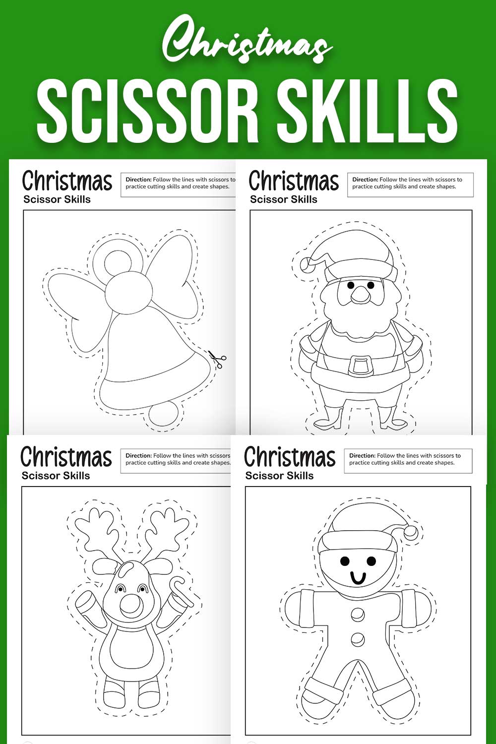 Free Printable Christmas Scissor Skills