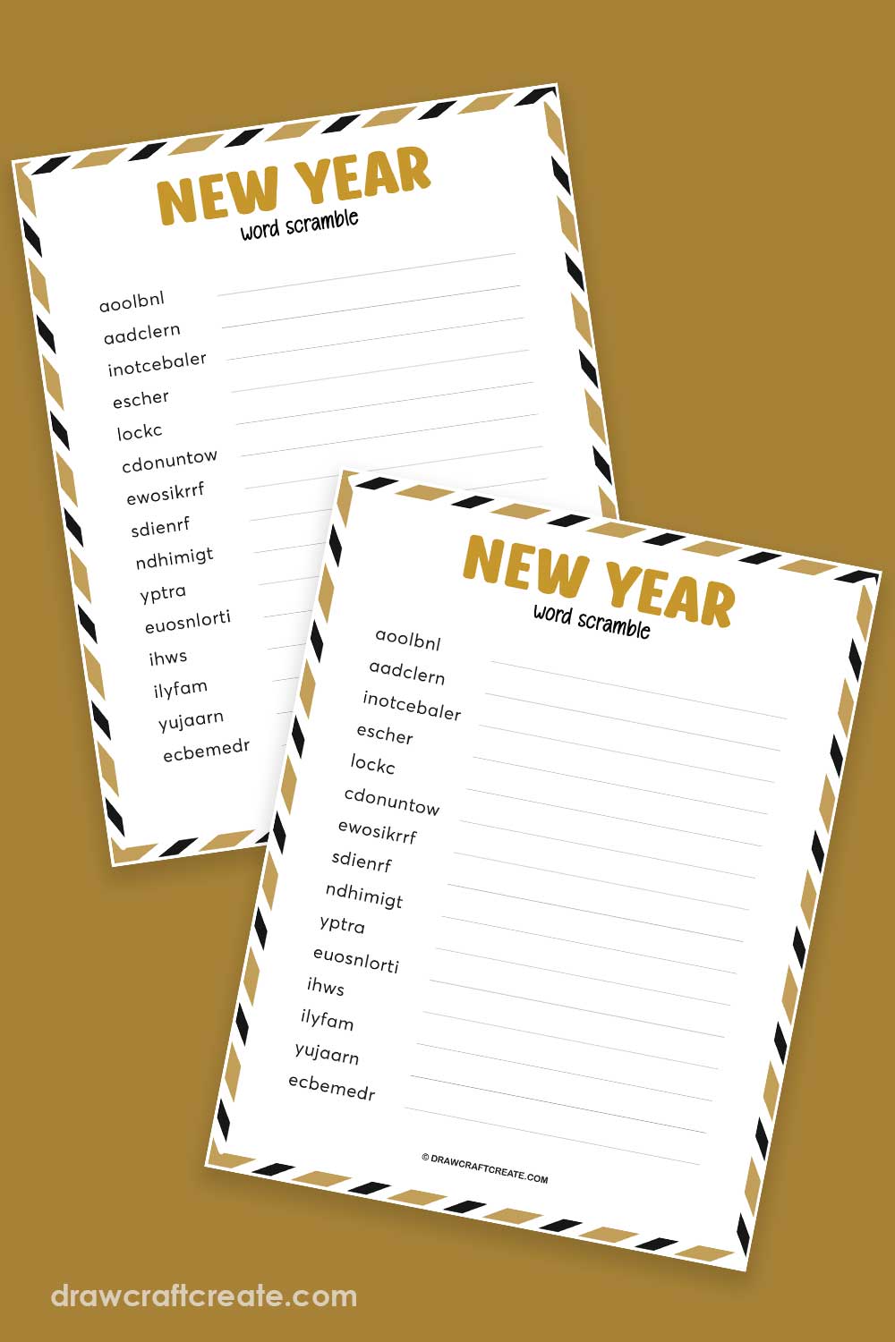 Free Printable New Year Word Scramble