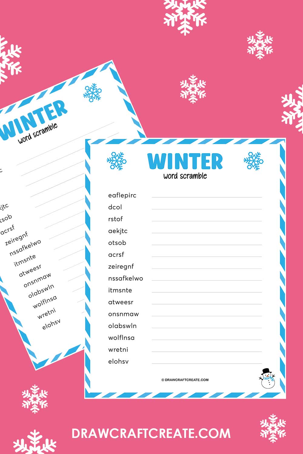 Free Printable Winter Word Scramble