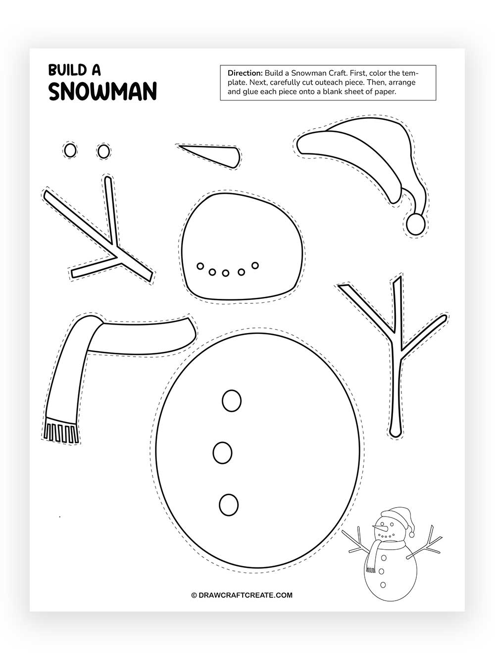 Printable Build a Snowman Craft