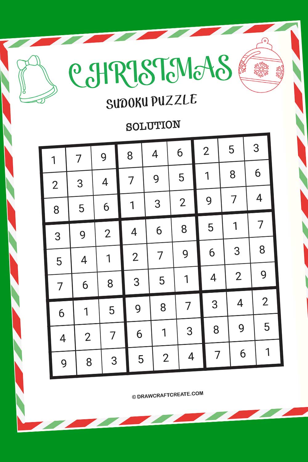 Printable Christmas Sudoku Solution