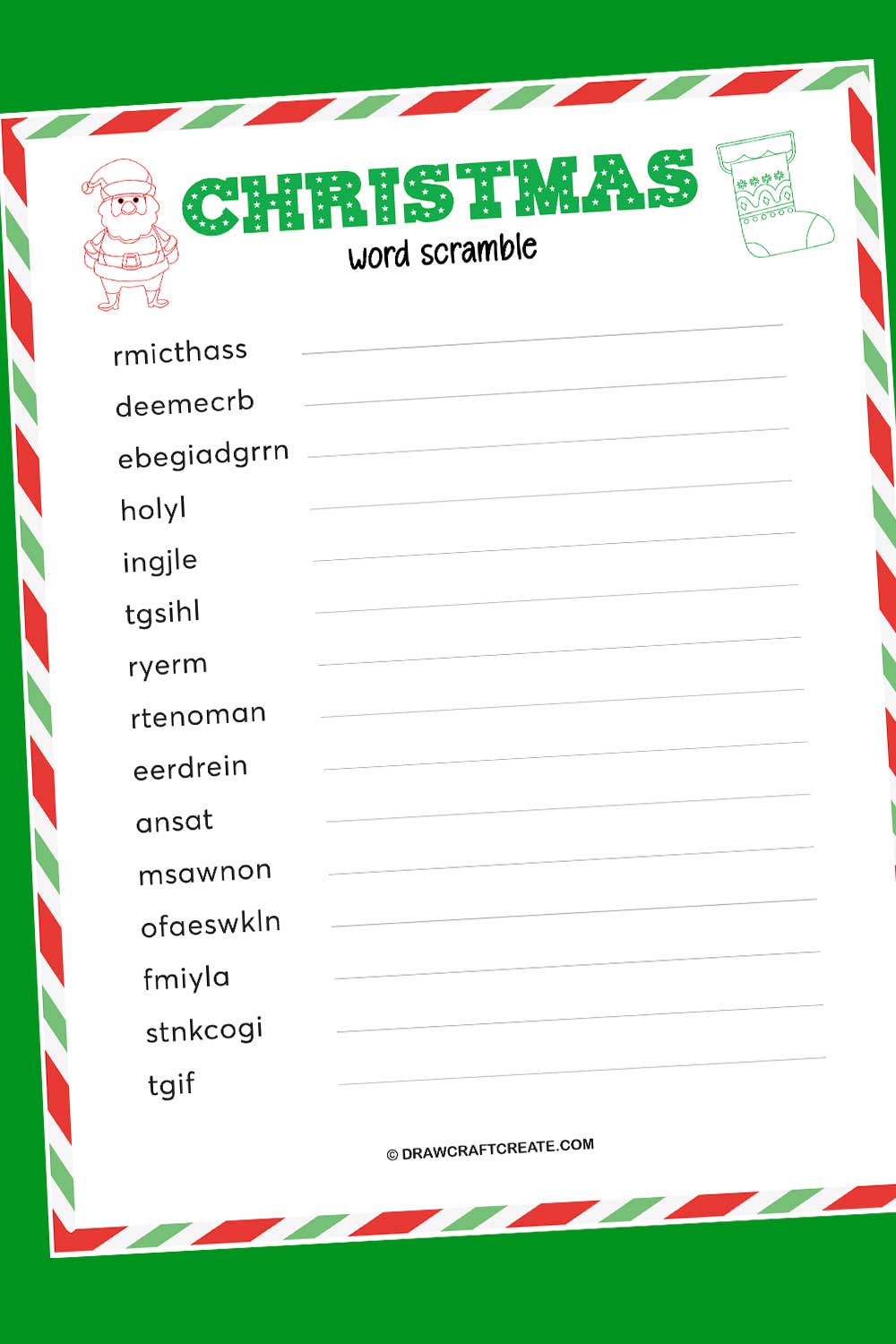 Printable Christmas Word Scramble