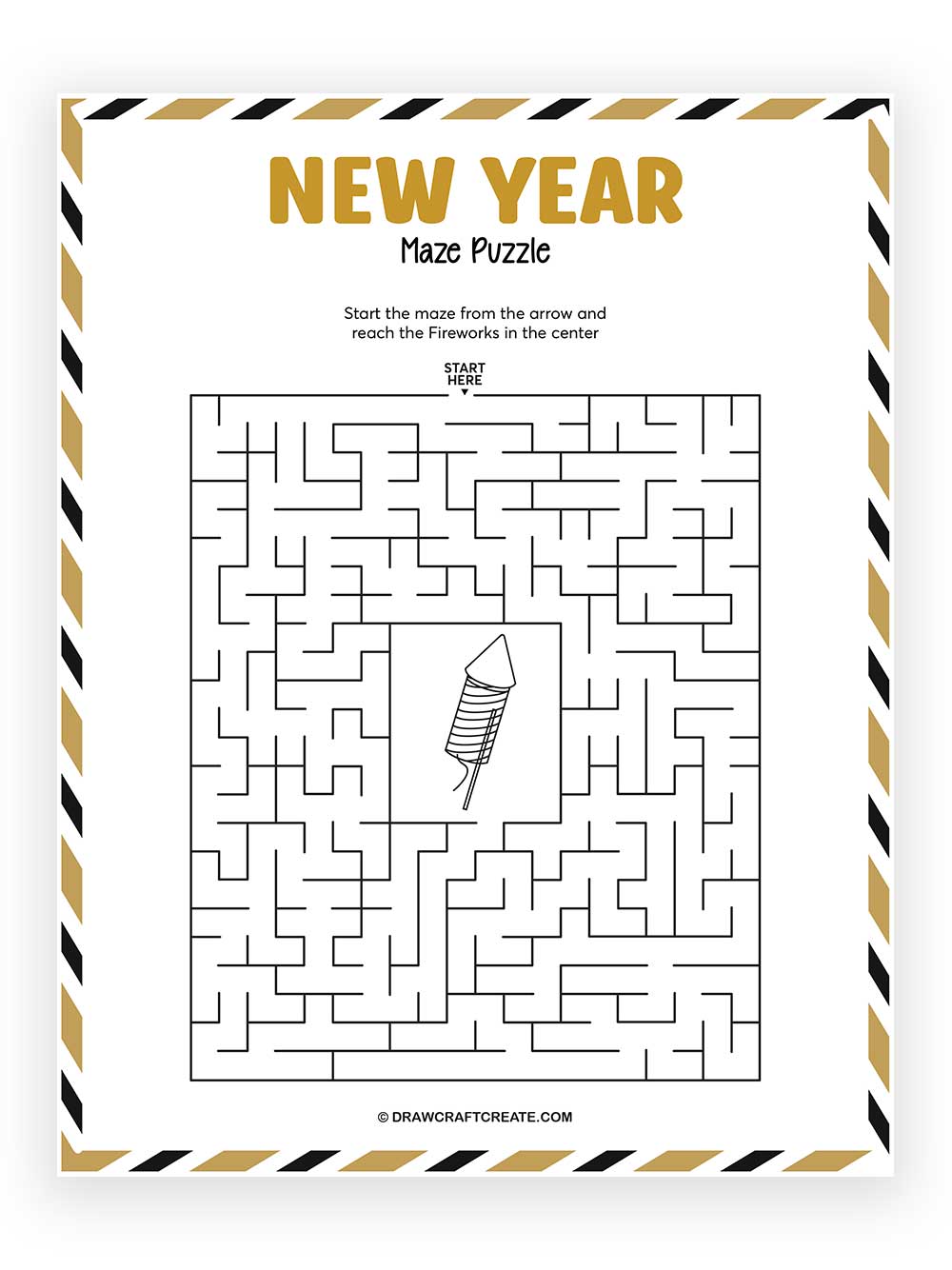 Printable New Year Maze Puzzle