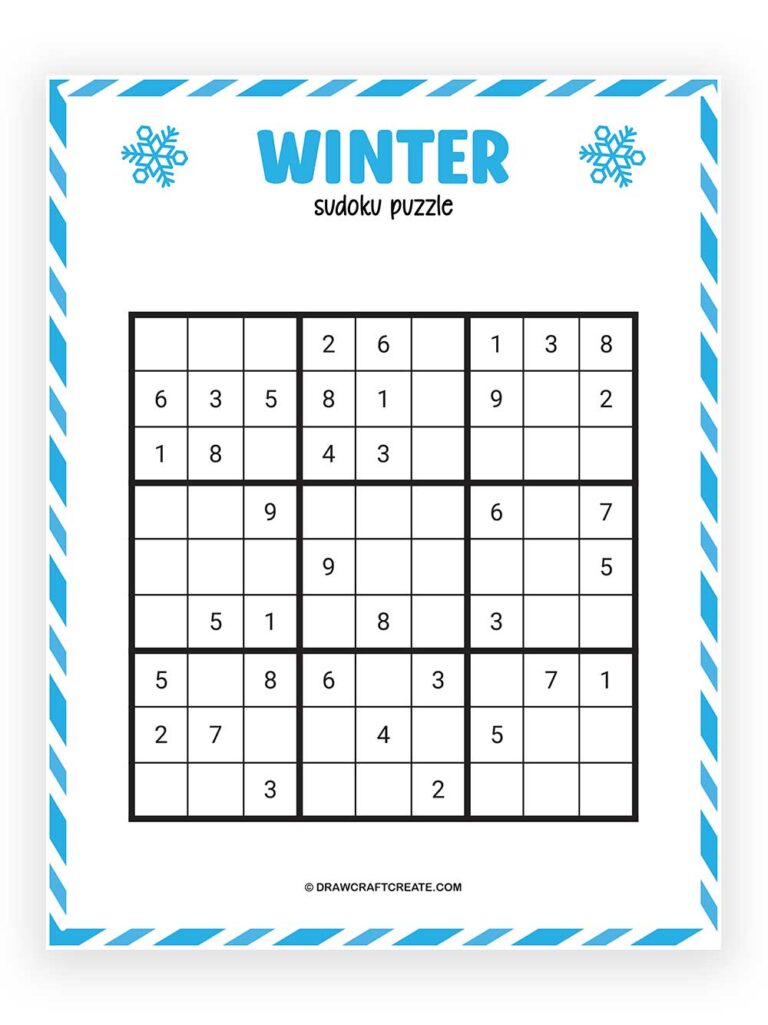 Free Printable Winter Sudoku Puzzle - Draw Craft Create