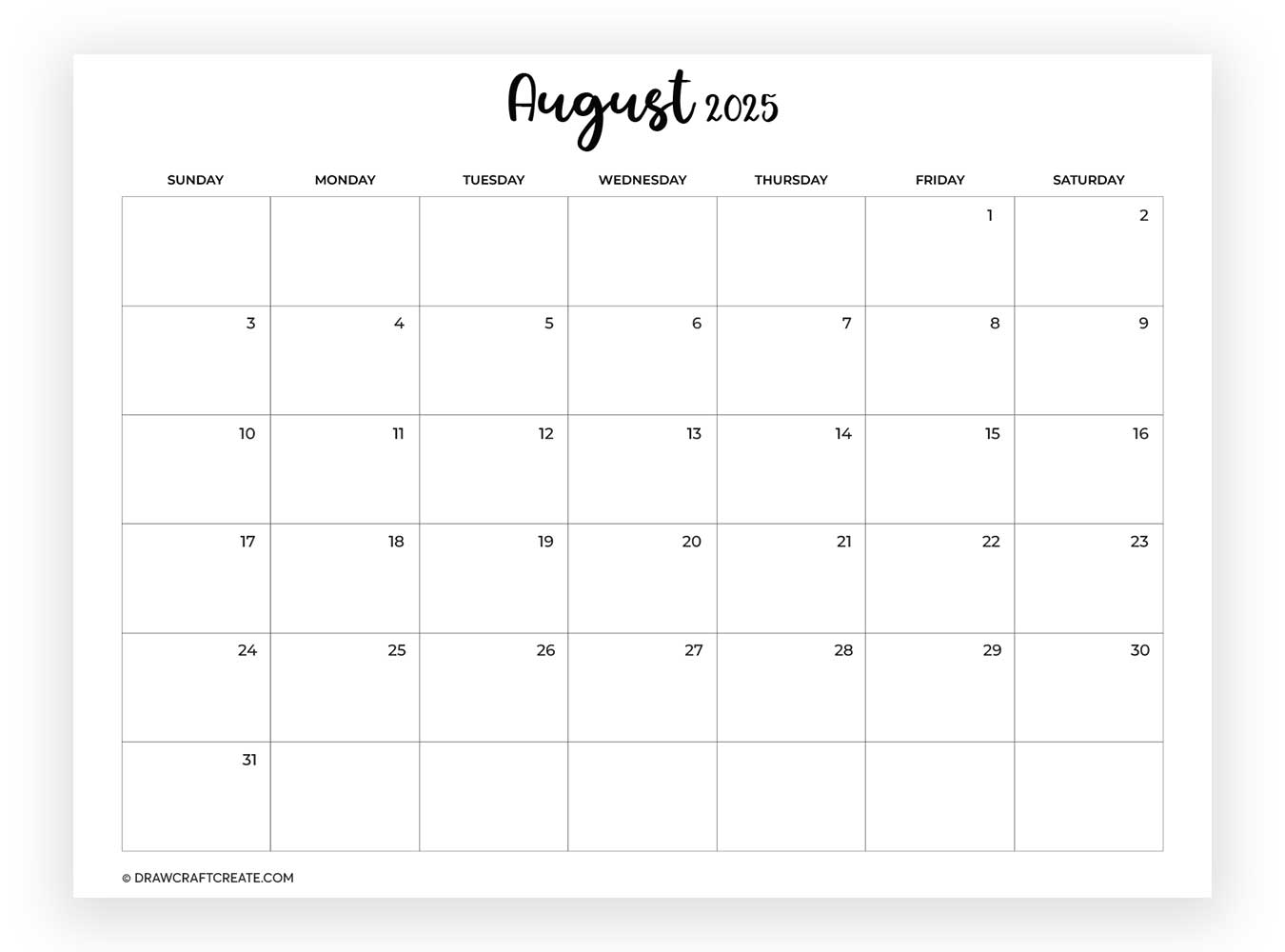 august 2025 calendar