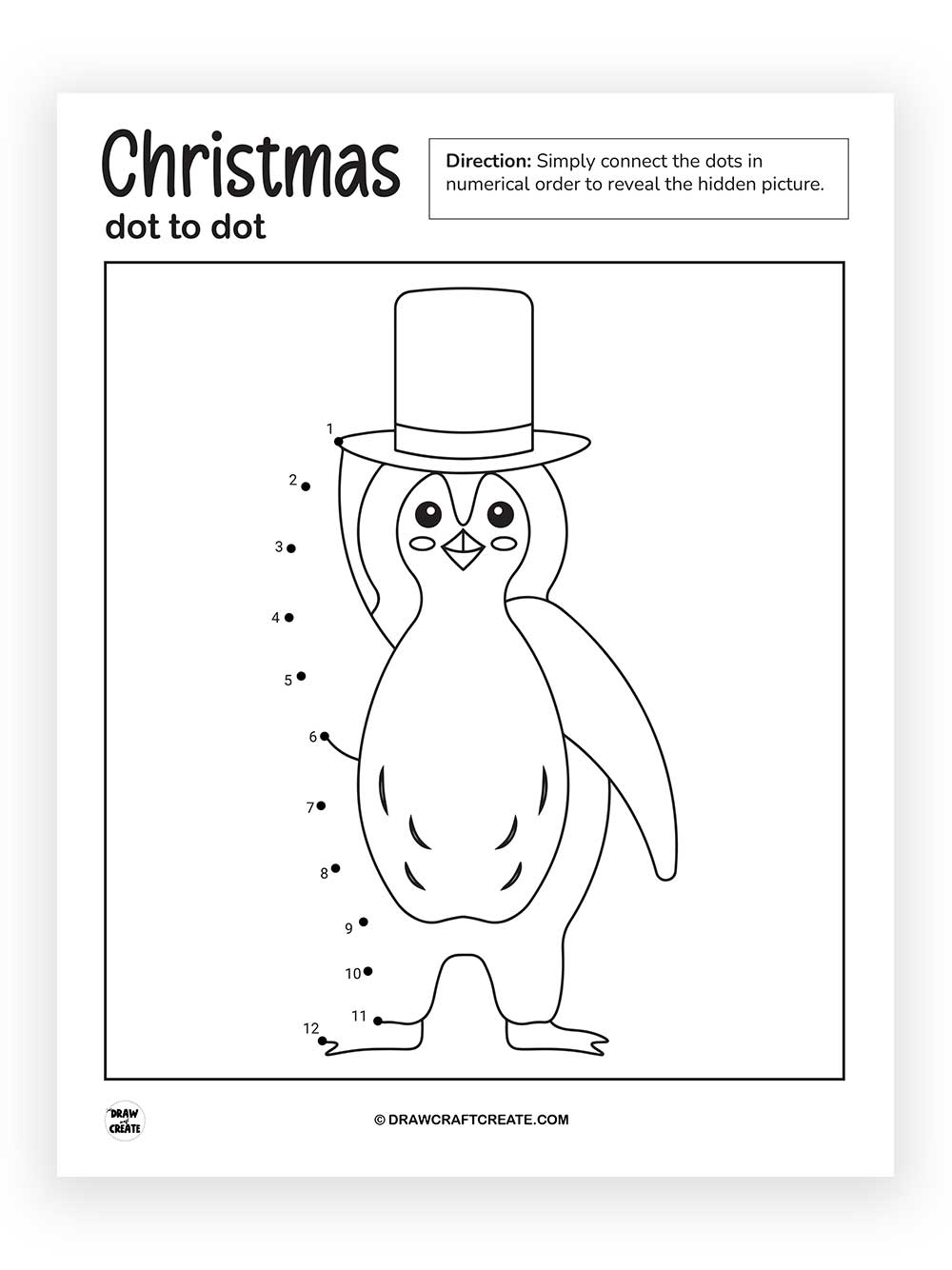 christmas penguin dot to dot