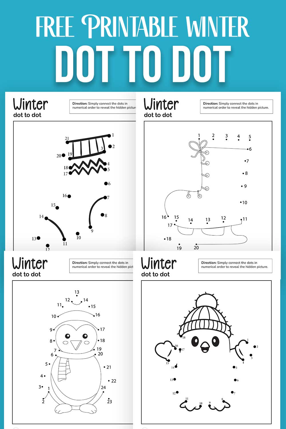 Free Printable Winter Dot To Dot Pages - Draw Craft Create