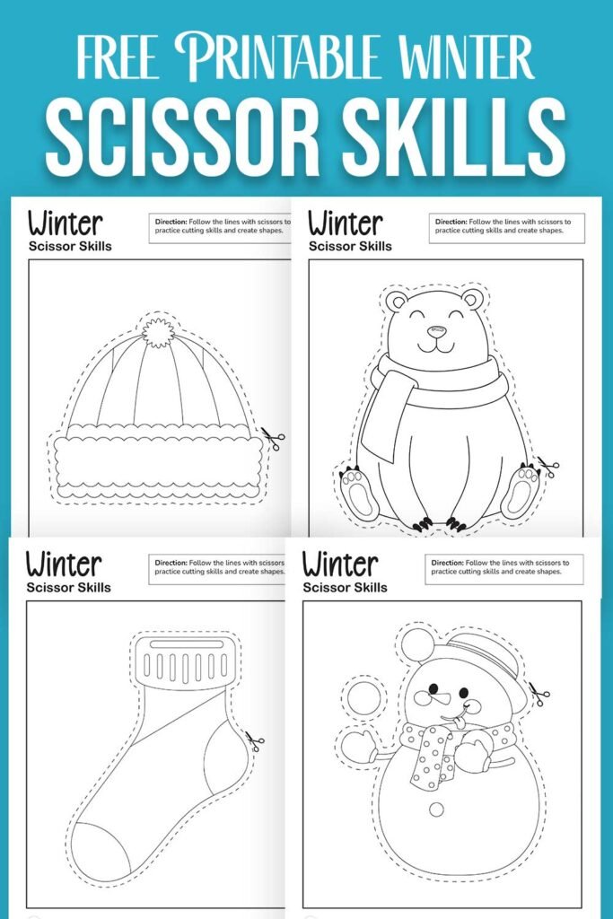 Free Printable Winter Scissor Skills Coloring Pages - Draw Craft Create