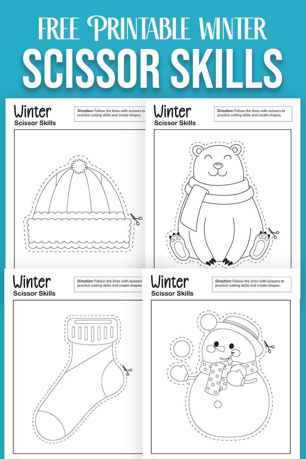 free printable winter scissor skills