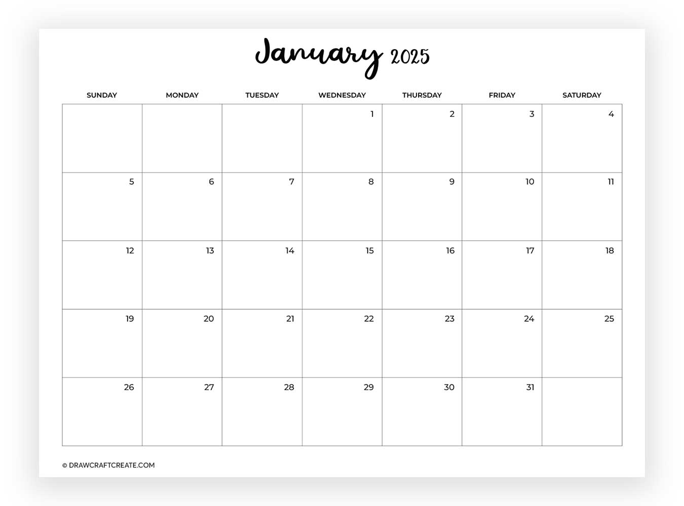 january 2025 calendar